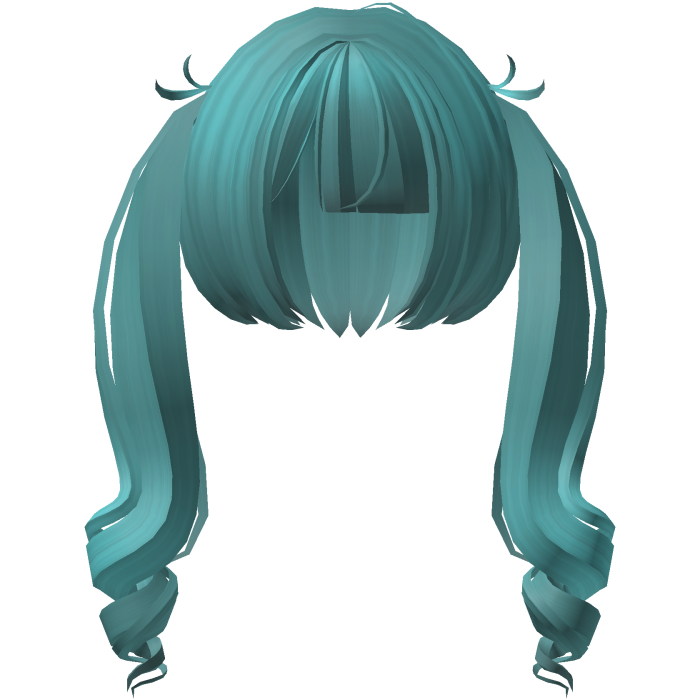 curly jirai kei pigtails in teal