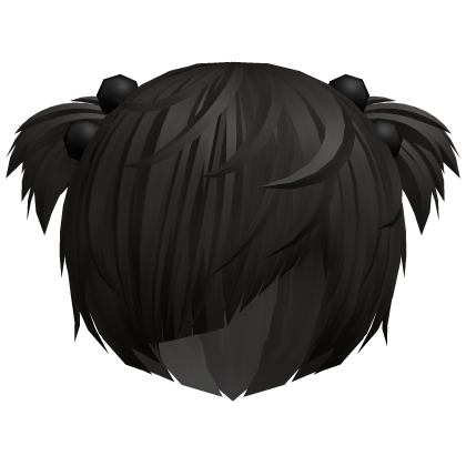 (//_^) dark brown messy anime vkei emo hair w buns