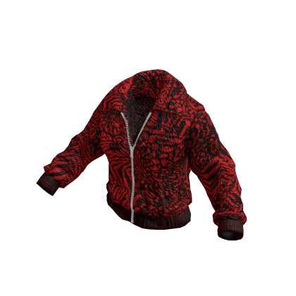 Red Animal Print Fleece Sweater