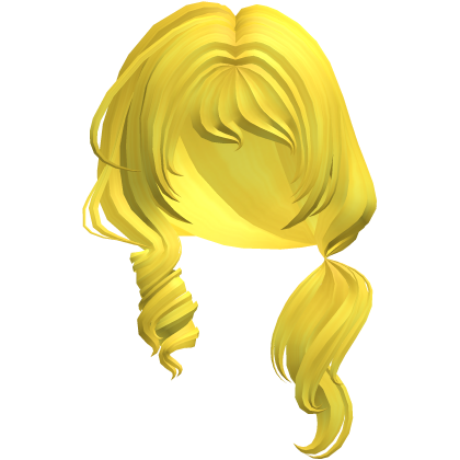 Soft Swirly Curled Side Ponytail (Yellow)