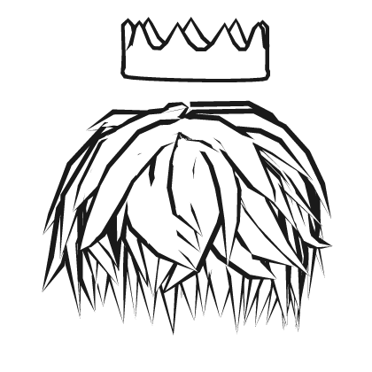 White Fluffy Messy Boy Hair + Floating Crown Roblox item