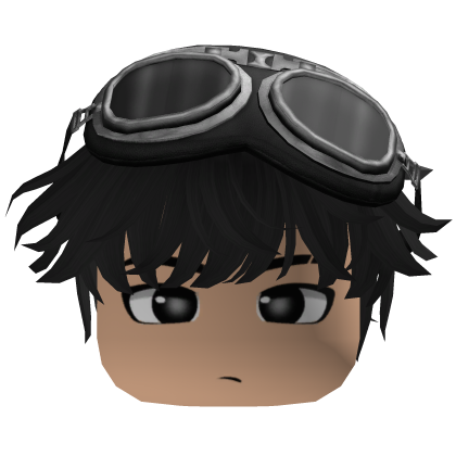 Black Messy Fluffy Hair w/ Y2K Goggles Roblox item