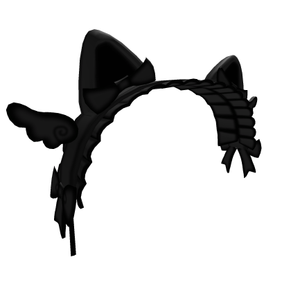 Cute Black kitty Hair Bonnet w/ Wings Roblox item