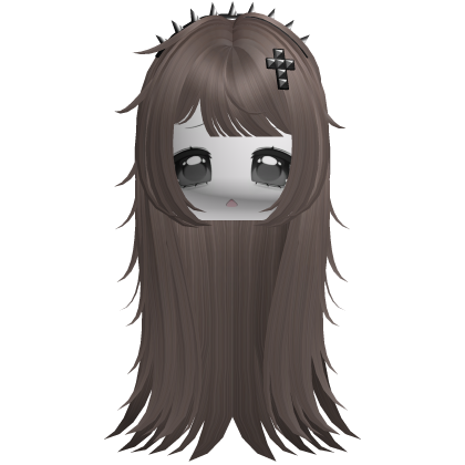 Vkei Moe Brown Messy Hair /w Spiky Headband Roblox item