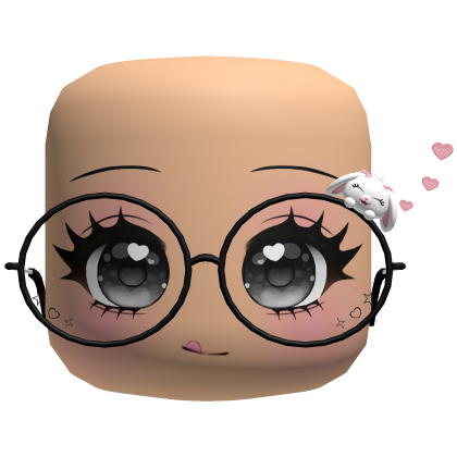 Cute Anime Face W Lovely Rabbit Black Glasses thumbnail