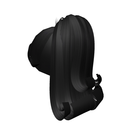Cute black curly ponytail w/ bow Roblox item