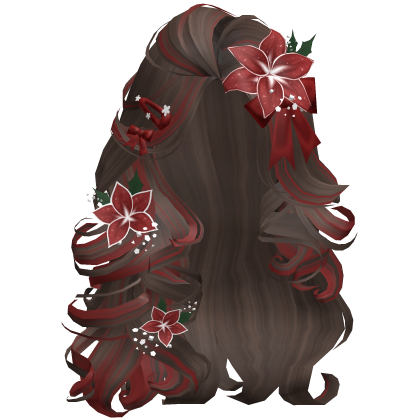 ♡ Christmas Blowout w/ Flowers (Brown & Red)