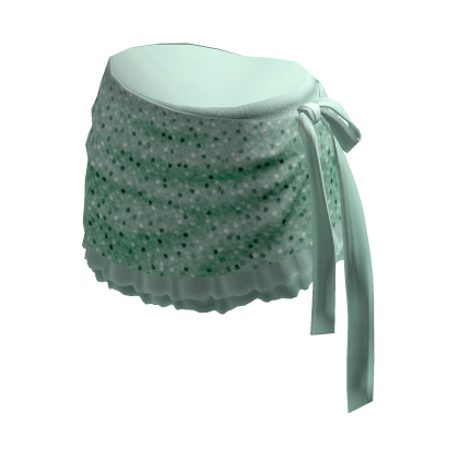 Cute Polka Dot Mini Skirt w/ Sash (Mint)