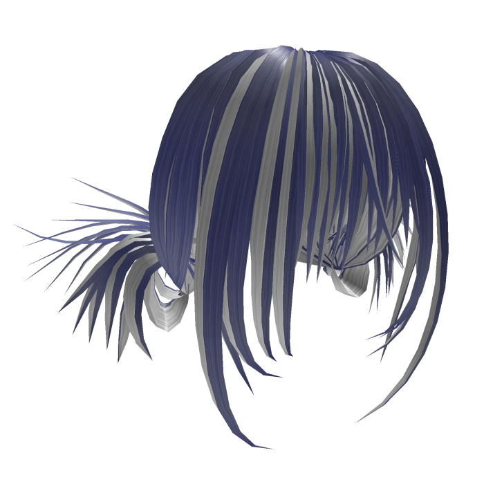 Emo Punk Girl Spiky Buns Hair (Blue Silver)