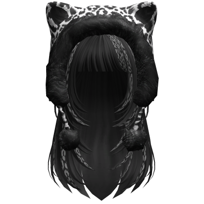 Black & White Leopard Print Hair w/ Kitty Hood
