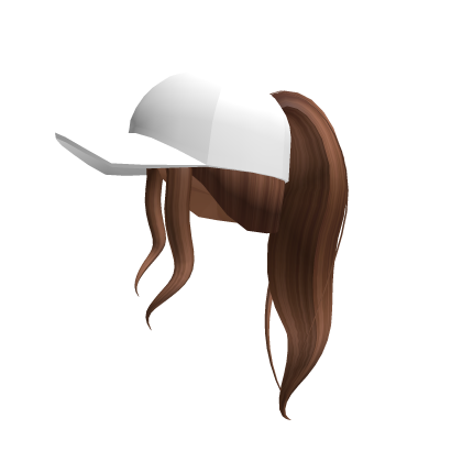 Brown High Pony w/ White Baseball Cap