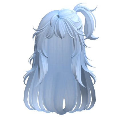 Anime Gyaru Hair w/ Ponytail & Bangs (Light Blue) Roblox item