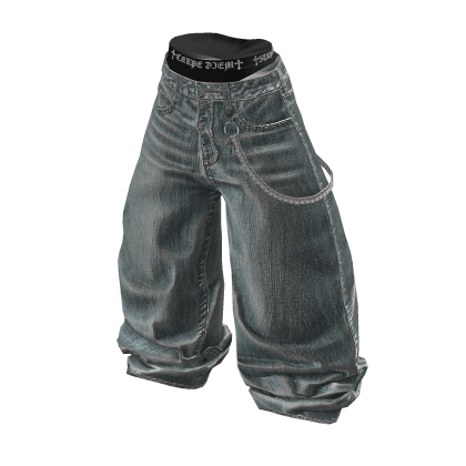 ★y2k chain loosefit wide vintage jeans★ thumbnail