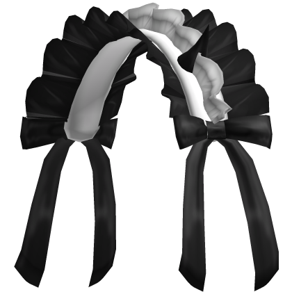 cute black n white ruffled maid headdress w horns Roblox item
