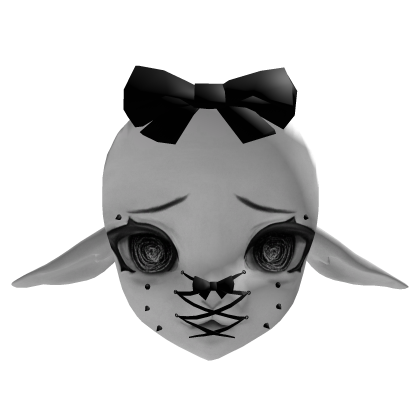 Cute doll-like bunny mask with a bow on its head  Roblox item