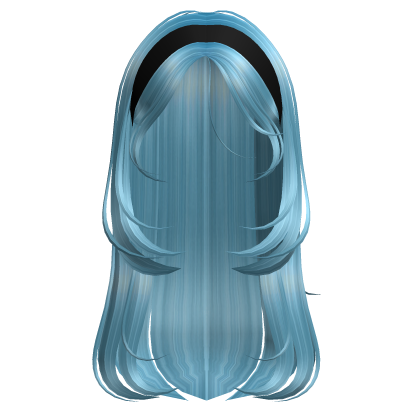 Pastel Light Blue Straight Layered Hair w Headband