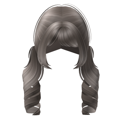 ♡ : curly doll hair back pigtail in ash brown Roblox item