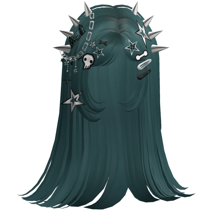 ♡ Scene Spiky Straight Hair (Dark Teal)