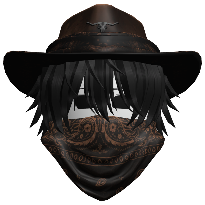 Brown Cowboy Hat with Mask + Neck Scarf