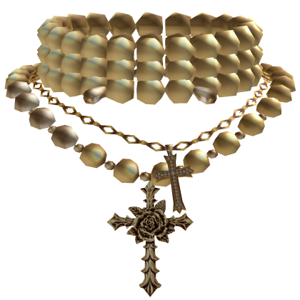 Gold Pearl Jesus Cross Necklace Choker Roblox item