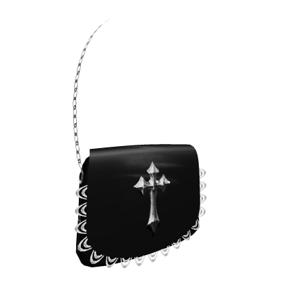 Black Goth 2000s Y2K Emo Silver Cross Bag Roblox item