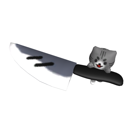 Cute cat holding knife mouth - Tabby cat Roblox item