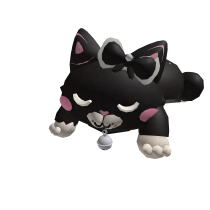 Sleepy Black Kitty Plush Hat
