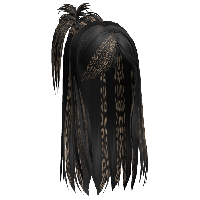 Gyaru Scene Spikey Ponytail Black Cheetah
