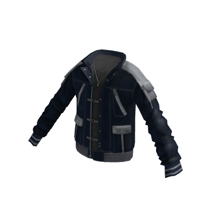 Ribbed Sleeve Bomber Jacket (Navy)