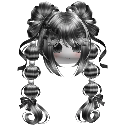 Kawaii Bow Bubble Braids White Raccoon