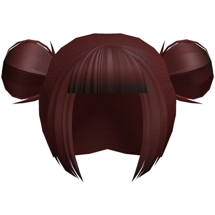 dark red blunt bangs messy buns