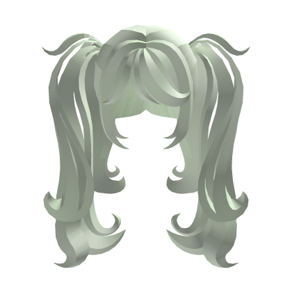 fluffy cute cozy kawaii green pigtails Roblox item