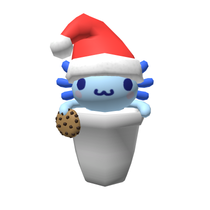 Roblox Item Santa Hat Axolotl In a Cup blue