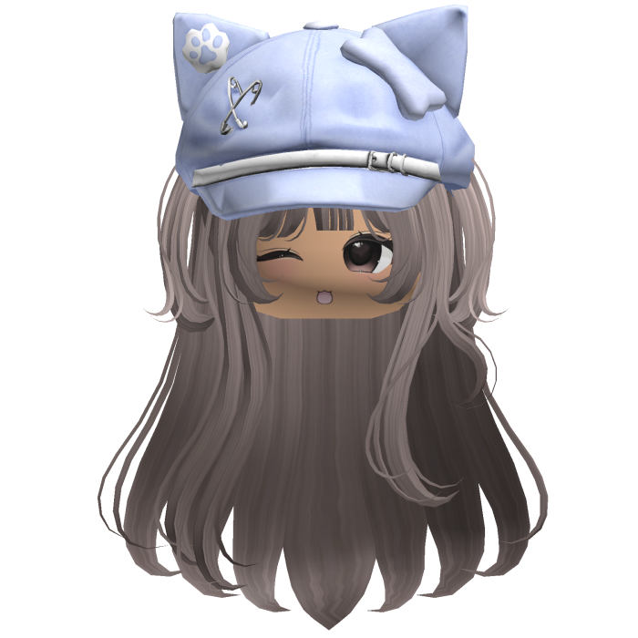 Kawaii Kitty Beret Ash Hair w/ Wink Face