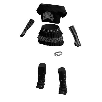 Goth Skull Grey Black Sweater Skirt Outfit