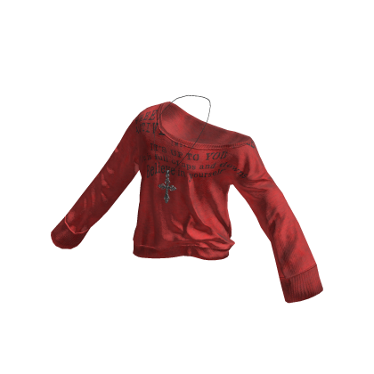 💜 Y2K Graphic Off-Shoulder Longsleeve_Red