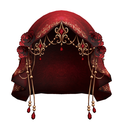 Ethereal Red and Gold Rose Goddess Veil