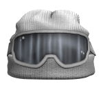 White Beanie w Ski Goggles