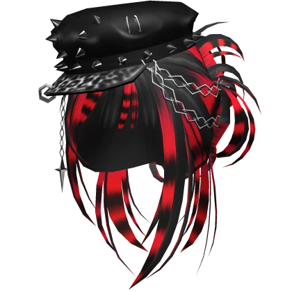 Black & Red Scene Messy Bun Hair w/ Grunge Cap | Roblox Item - Rolimon's