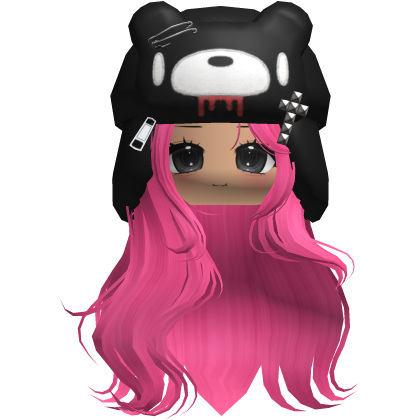 Fuzzy Bear Ushanka Flowy Long Hair (Hot Pink)