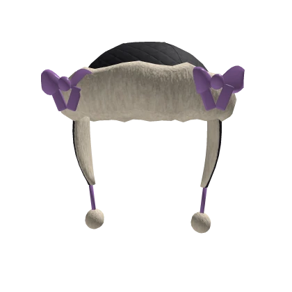 Black & Lavender Kawaii Bow Ushanka Roblox item render