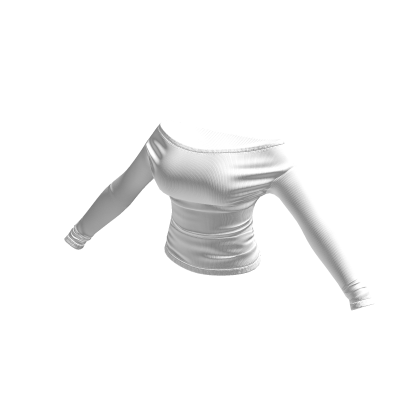 ℛ White Bardot Long Sleeve Slim Fit Crop Top thumbnail