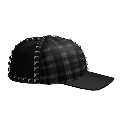 grey plaid studded emo vkei niche cap