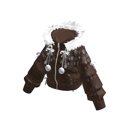 Puffer Jacket with Fluffy Hood (Brown)