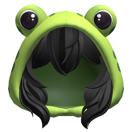 Frog Girl Hood - Black Hair Roblox item