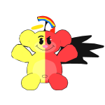 CODE:ADRM250 Angel Demon Rainbow Monkey💛❤️‍🔥🌈🐵
