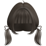 Long Brown Bangs w/ Cute Short Heart Pigtails 