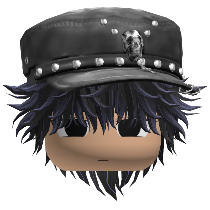 Fluffy Emo Black Beret Y2K Boy Hair (Black/Purple)