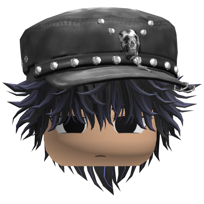 Fluffy Emo Black Beret Y2K Boy Hair (Black/Purple)