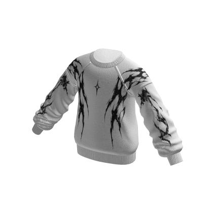 Grunge Scratch Print Sweater (White)